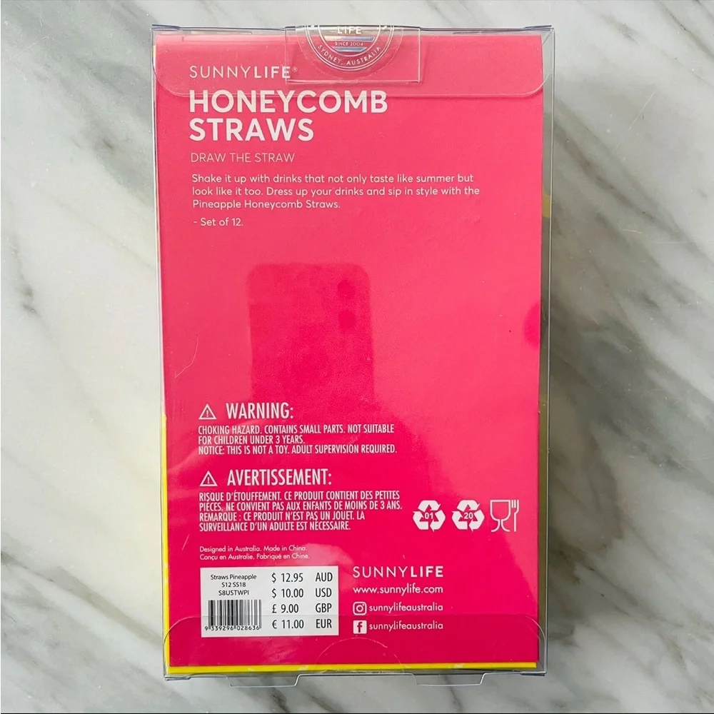 Sur La Table•NWT,4-Appetizer Plates +Pineapple Party Bundle~Straws,Napkins,Picks